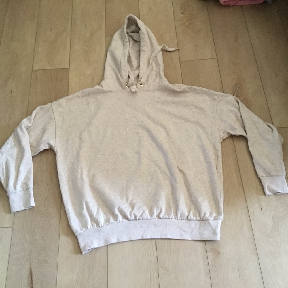 Beige Hooded Sweatshirt with Gold Accents